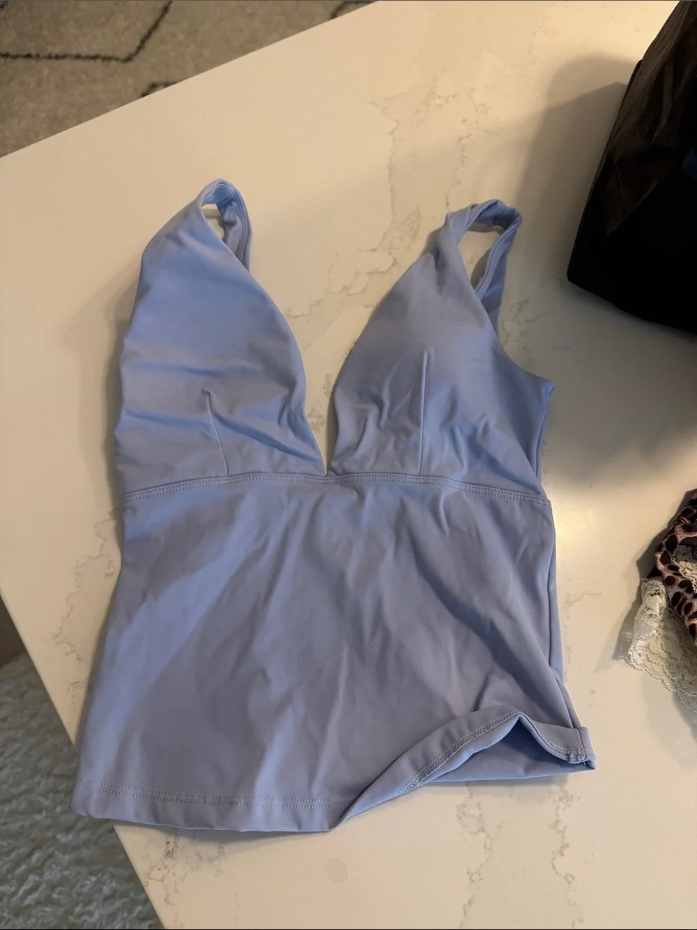 Women's Light Blue V-Neck Swim Top